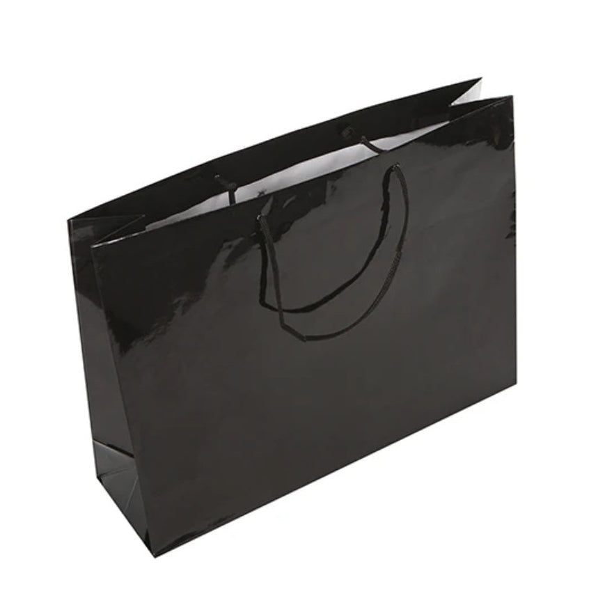 Black Glossy Rope Handle Bag 42x12x32cm