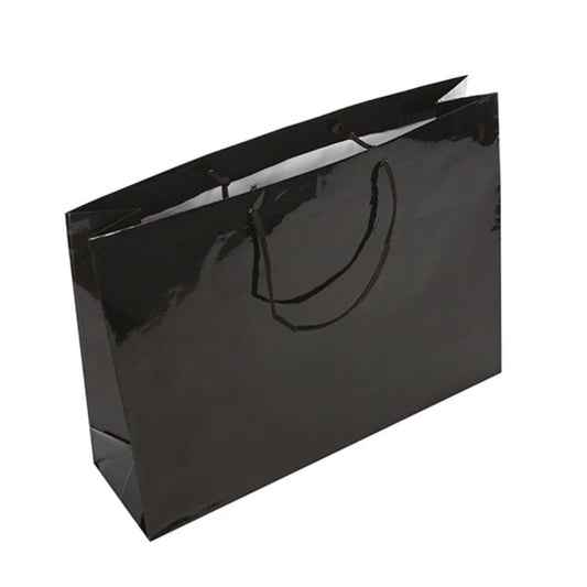 Black Glossy Rope Handle Bag 42x12x32cm