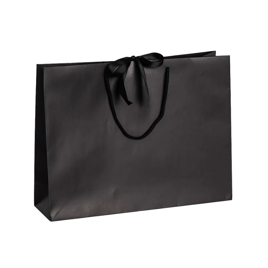Black Landscape Recycled Carrier Bag with Ribbon (420x120x320mm)
