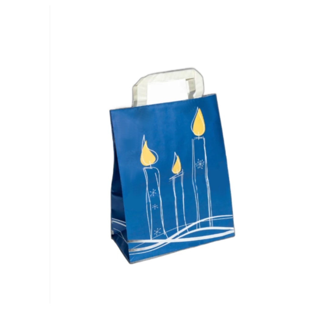 Blue Christmas Candle Tape Handle Bags 22x10x28cm