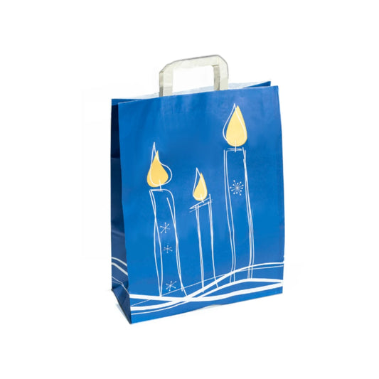 Blue Christmas Candle Tape Handle Bags 32x14x42cm