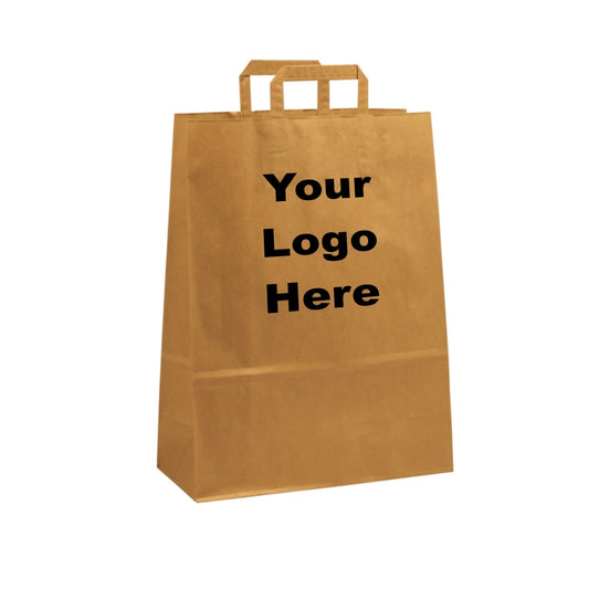 Extra Large Brown Kraft Takeaway Bags w/ Tape Handles (32x14x42cm) Printed Black