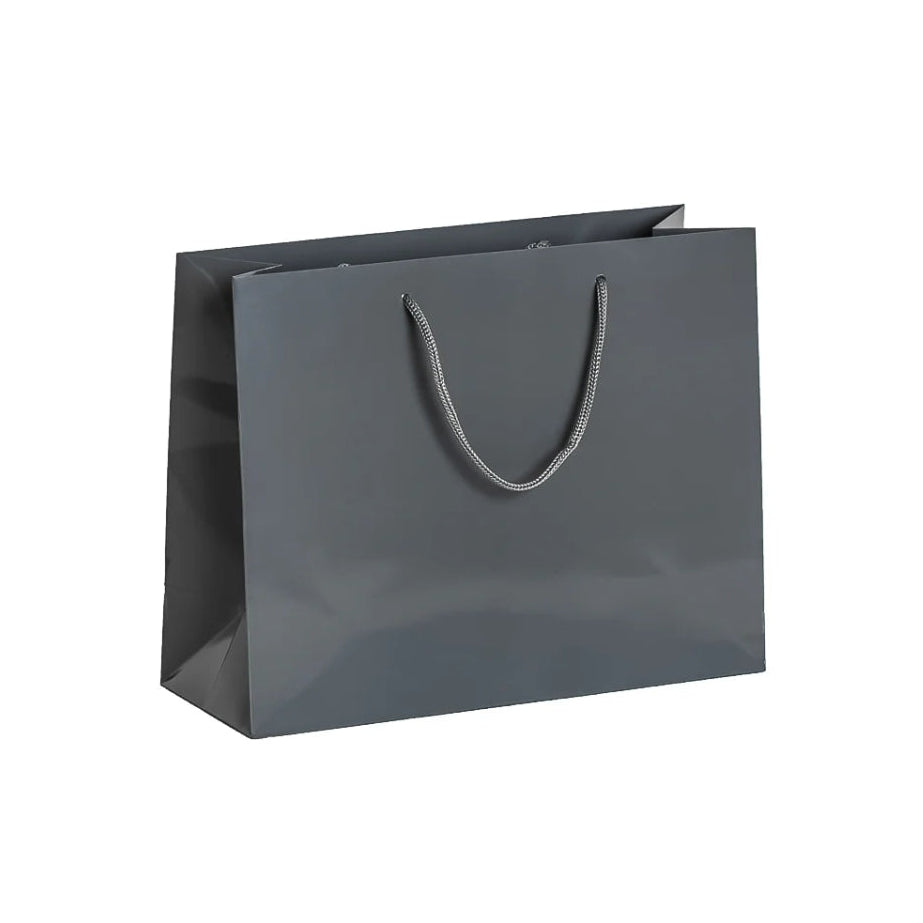 Grey Gloss Rope Handle Bag 32x12x25cm