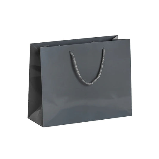 Grey Gloss Rope Handle Bag 32x12x25cm