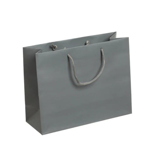 Grey Laminated Rope Handle Bag 32x12x25cm