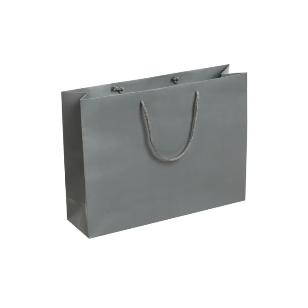 Grey Laminated Rope Handle Bag 42x12x32cm