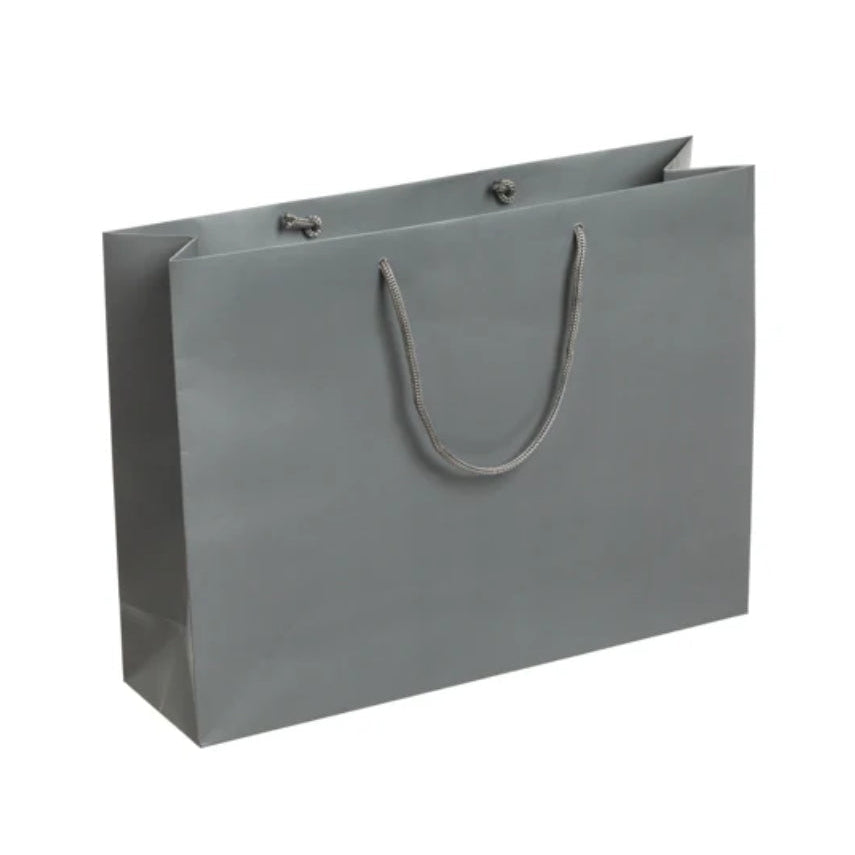 Grey Laminated Rope Handle Bag 42x12x32cm