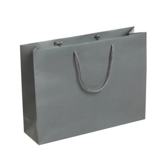 Grey Laminated Rope Handle Bag 42x12x32cm