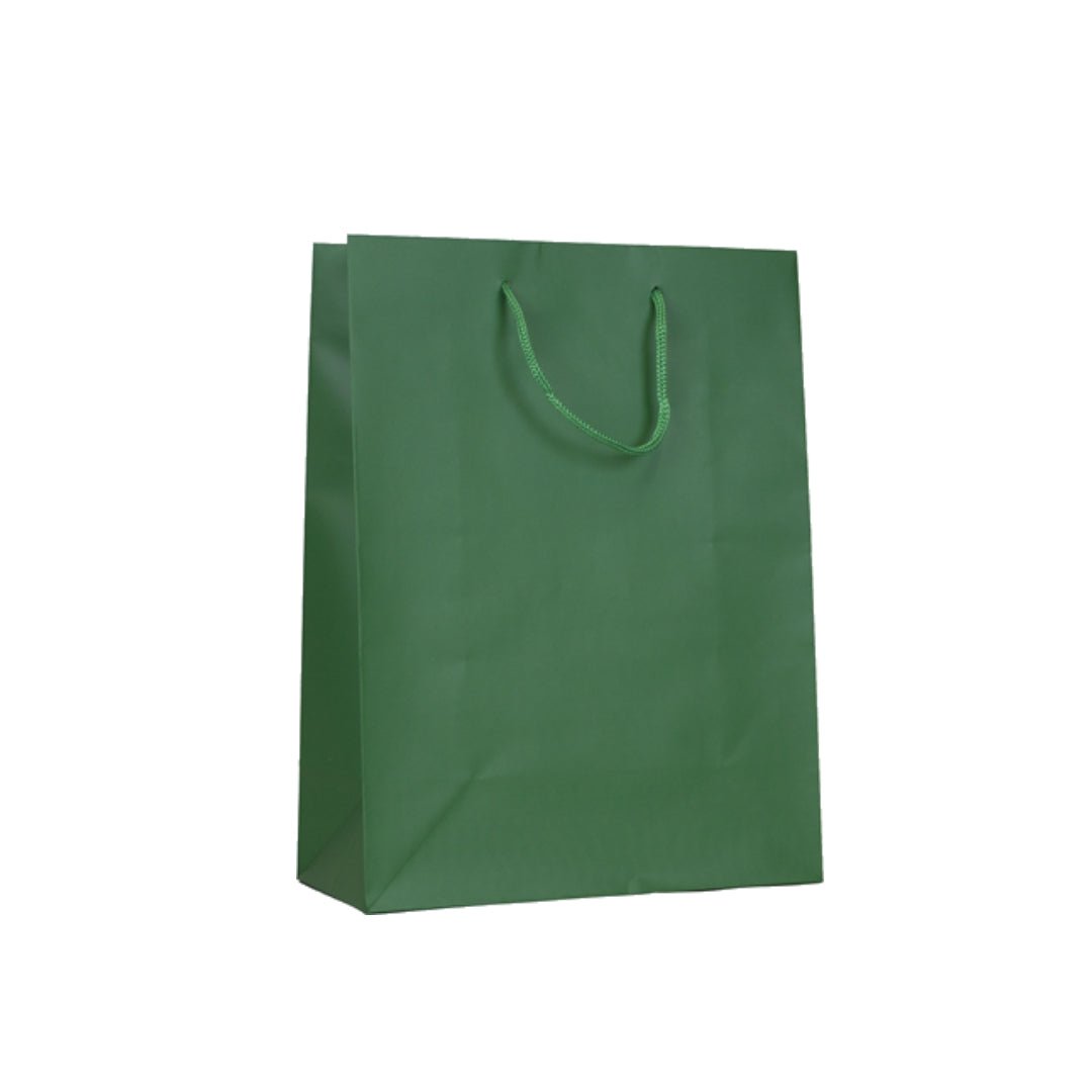 Large Green Matt Laminated Carrier Bag 22x10x27cm