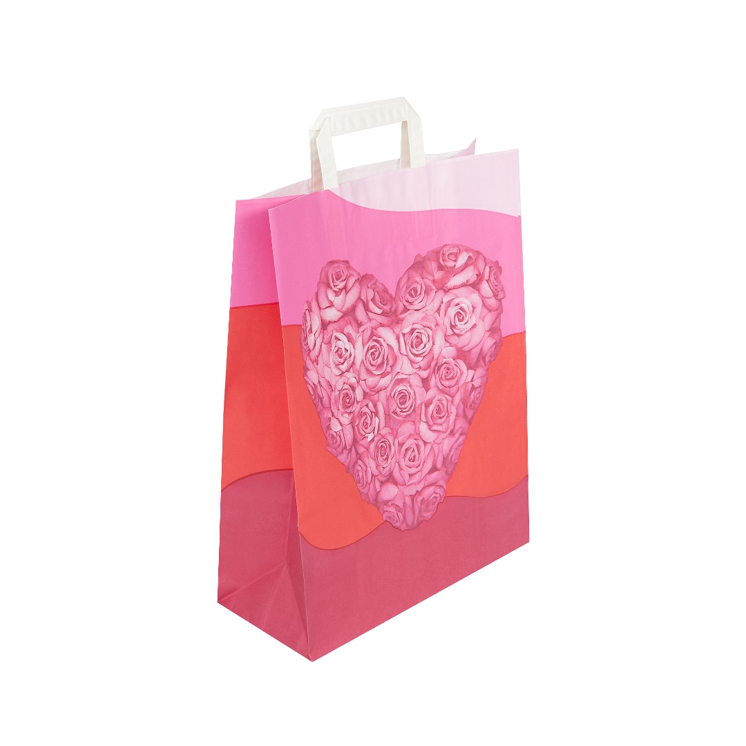 Large Heart & Roses Carrier Bags (32x14x42cm)