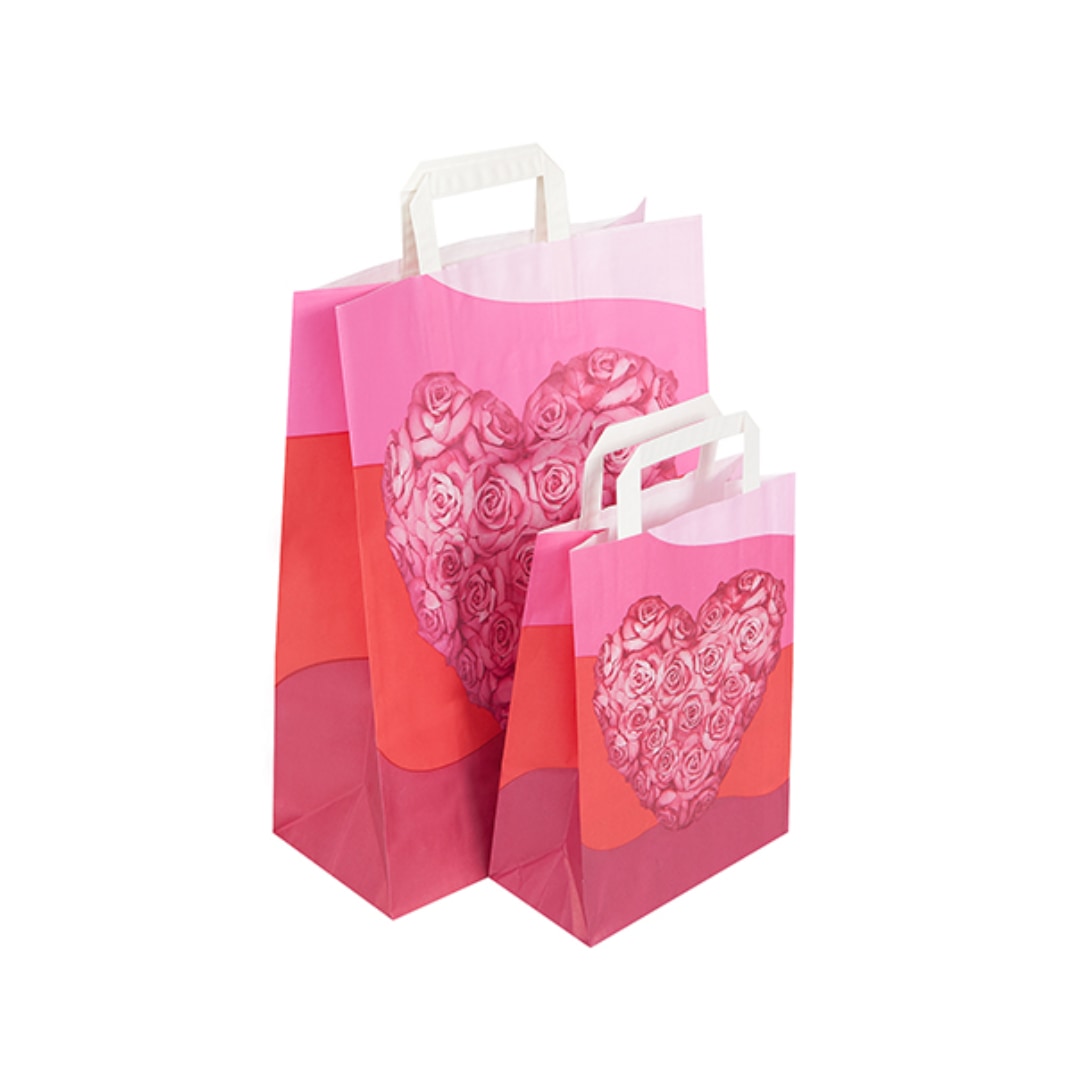 Large Heart & Roses Carrier Bags Group