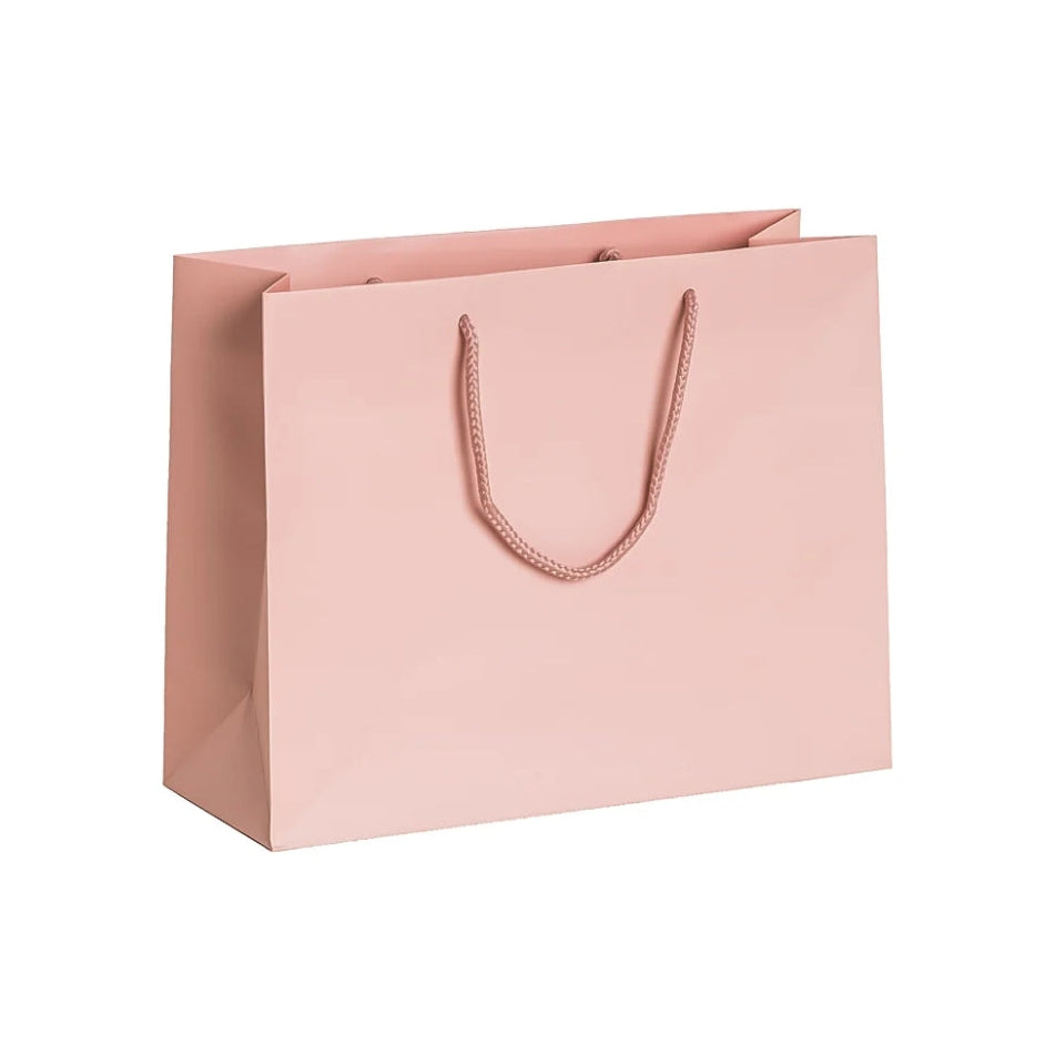 Large Rose Blush Matt Laminated Rope Handle Bag 32x12x25cm