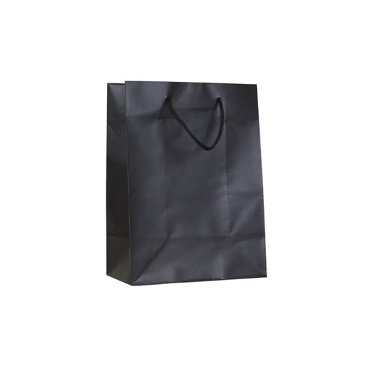 Medium Black Matt Laminated Rope Handle Bag (18x10x23cm)