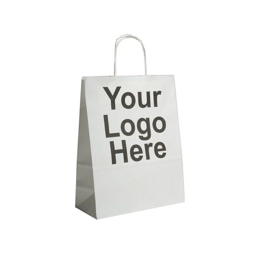 Medium White Kraft Carriers 24x11x31cm Printed Black