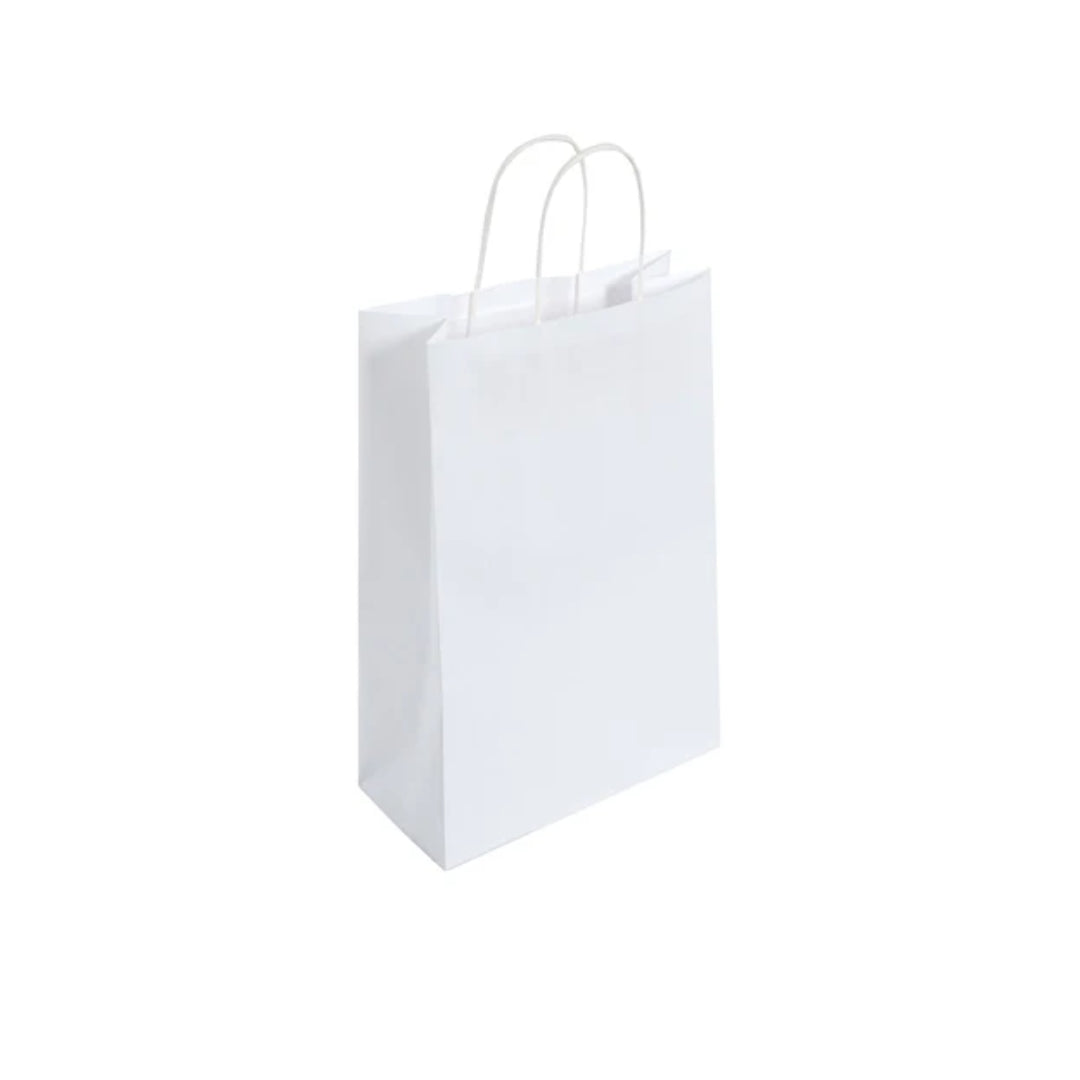 Medium White Twist Handle Bag (24x11x31cm)