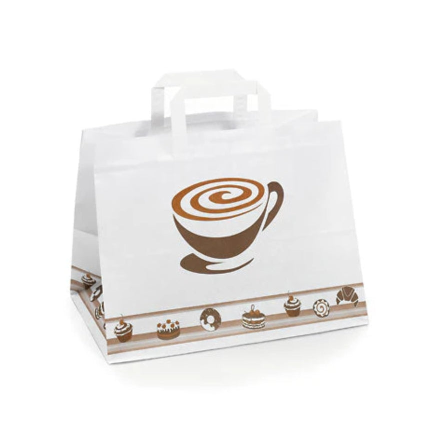 Mocha Patisserie Flat Handle Takeaway Bags (260x175x245mm)