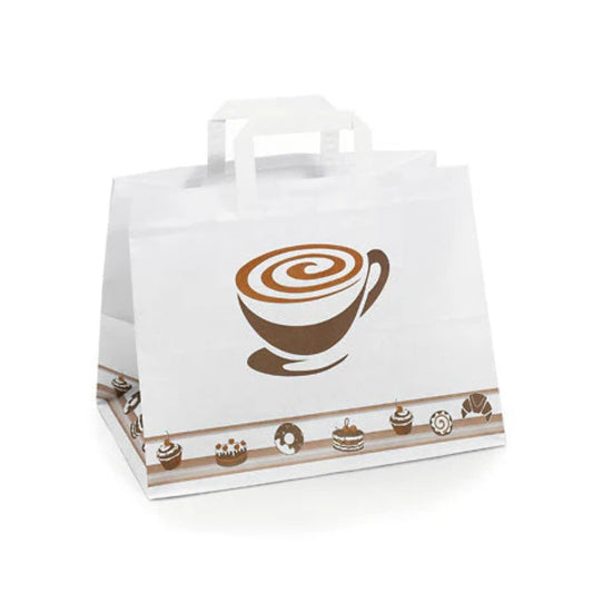 Mocha Patisserie Flat Handle Takeaway Bags (260x175x245mm)