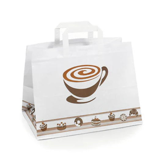 Mocha Patisserie Flat Handle Takeaway Bags (317x218x245mm)