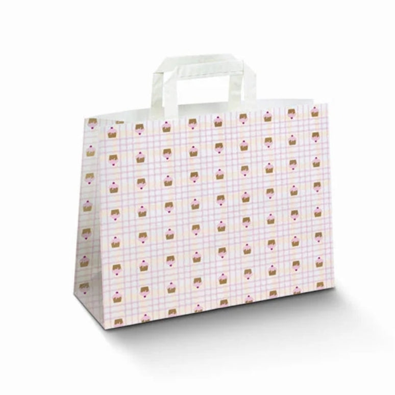 Muffin Patisserie Flat Handle Takeaway Bags (260x175x245mm)