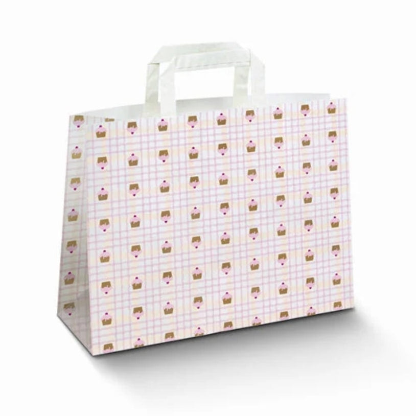 Muffin Patisserie Flat Handle Takeaway Bags (317x183x245mm)