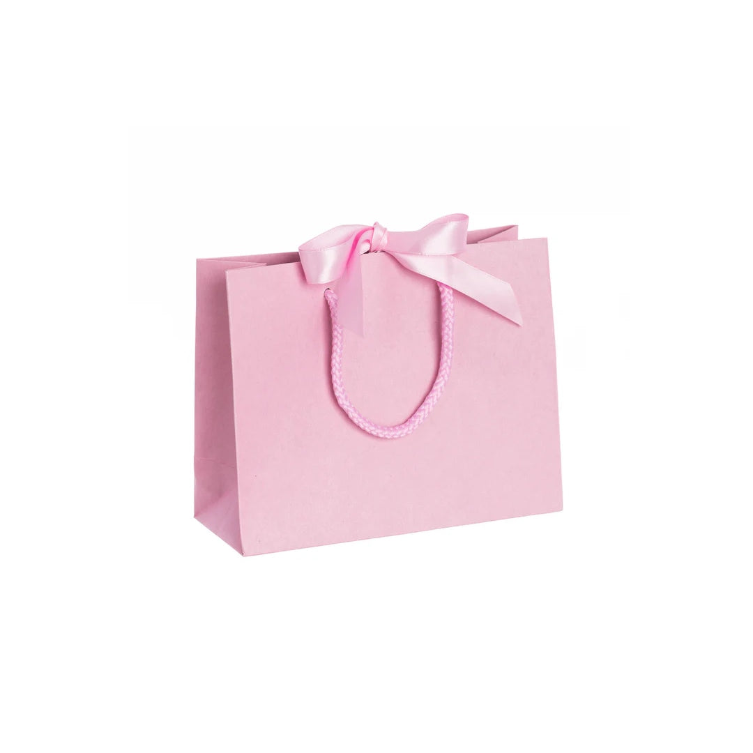 Pink Landscape Paper Recycled Carrier Bag with Ribbon 200x80x160mm