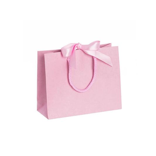 Pink Landscape Paper Recycled Carrier Bag with Ribbon 200x80x160mm