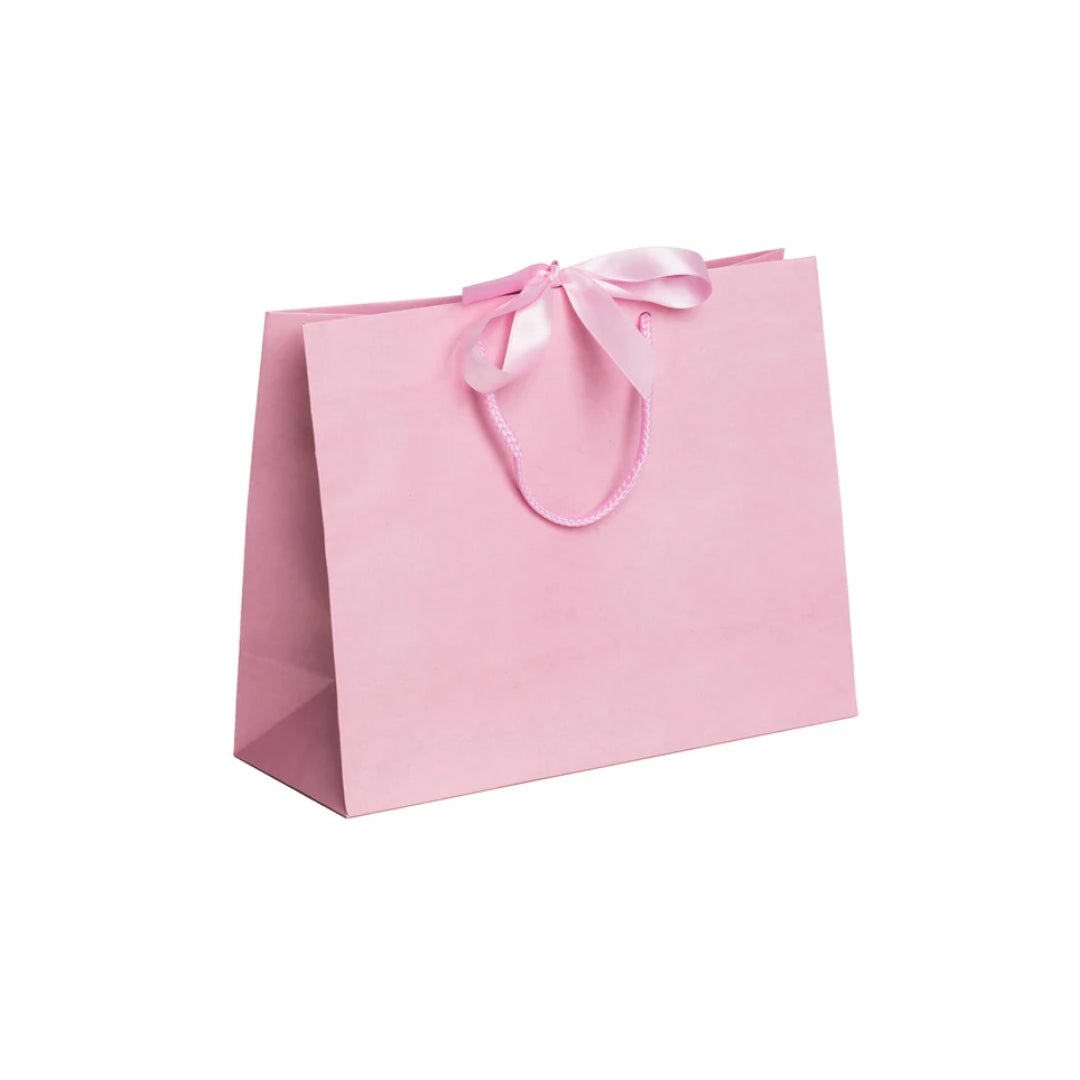 Pink Landscape Paper Recycled Carrier Bag with Ribbon 320x120x250mm