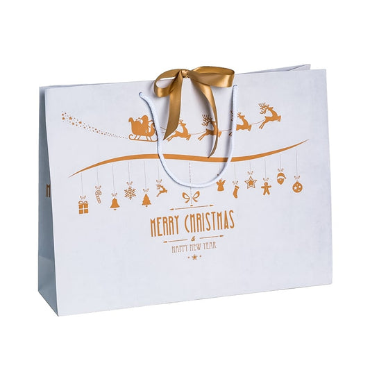Recycled Christmas Bag - Sleigh Landscape with Ribbon 420x120x320mm