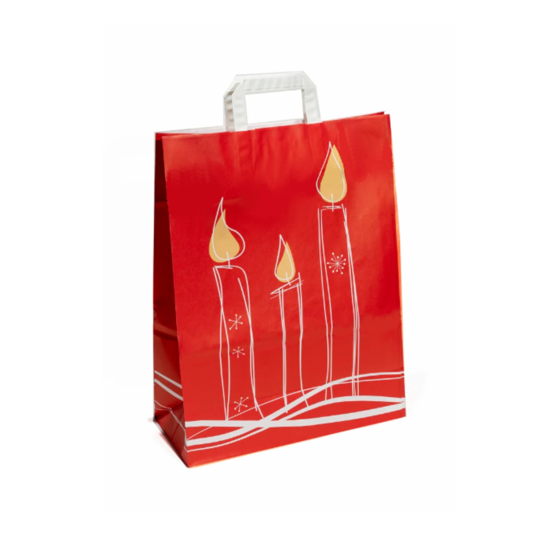 Red Christmas Candle Tape Handle Bags 32x14x42cm