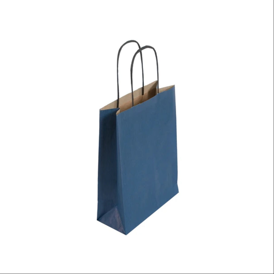Small Blue Twist Handle Paper Bag (19x8x21cm)