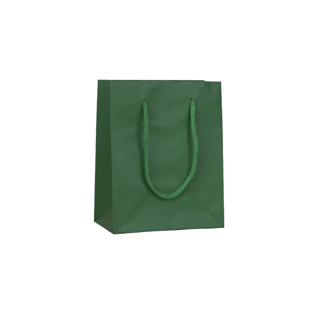 Small Green Matt Laminated Carrier Bag 12x8x14cm