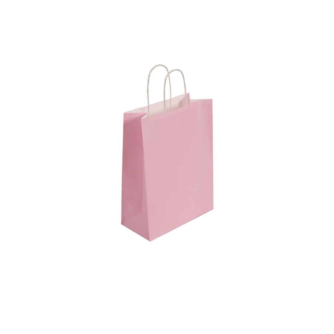 【tsz】Leather Paper Bag pink Small Pink Twist Handle Bag (19x8x21cm) – Big Brown Carrier Bag
