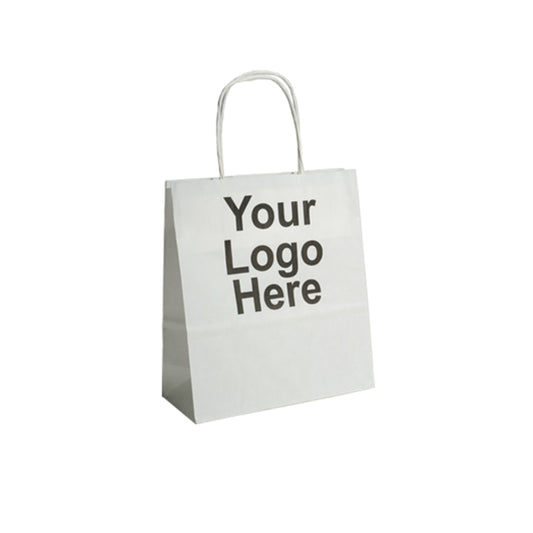 Small White Kraft Carriers (19x8x21cm) Printed Black