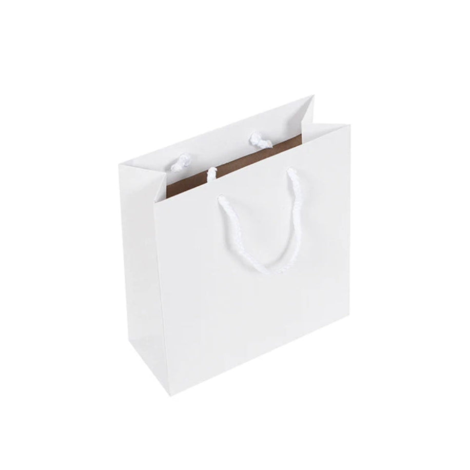 Small White Recycled Bag with Rope Handles 19x8x21cm