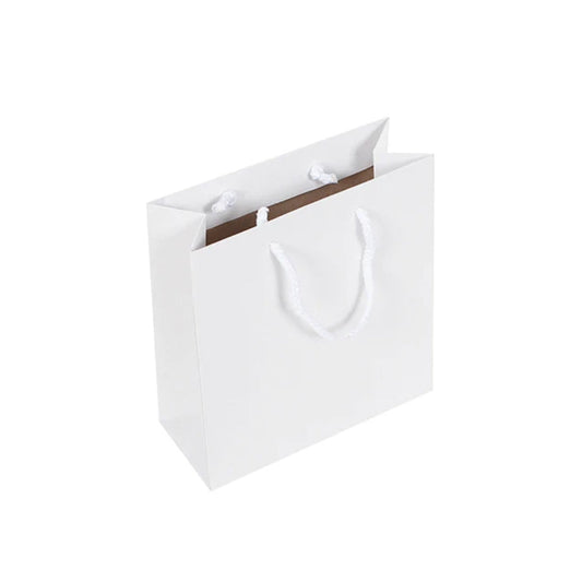 Small White Recycled Bag with Rope Handles 19x8x21cm
