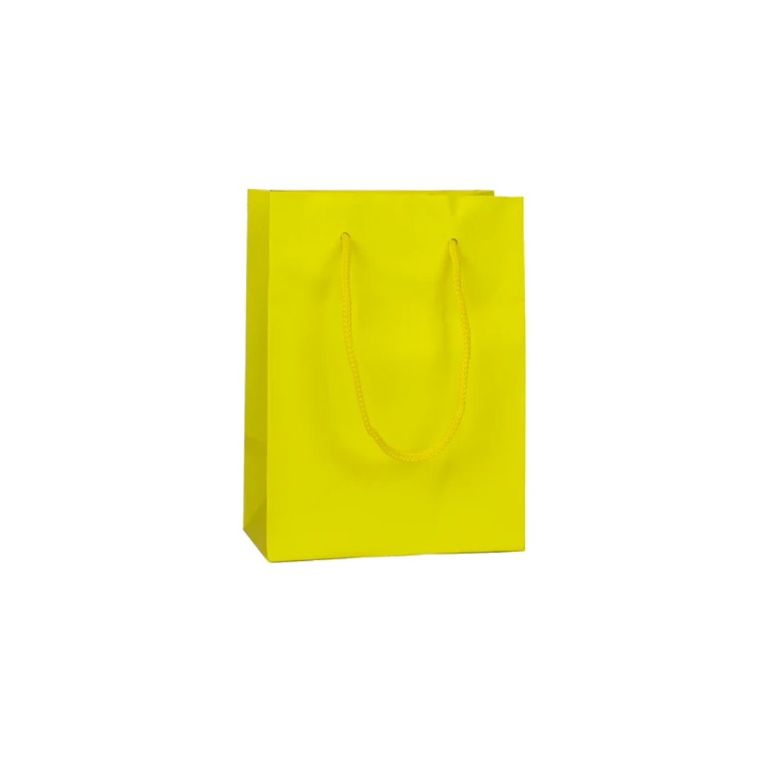 Small Yellow Matt Laminated Rope Handle Bag (12x8x14cm)