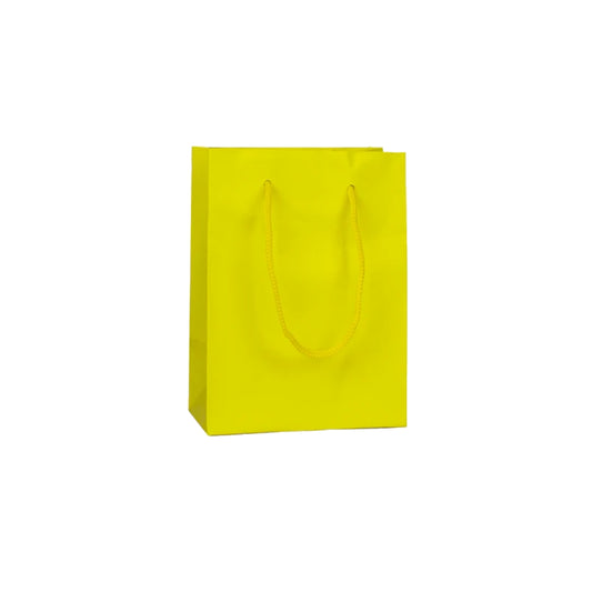 Small Yellow Matt Laminated Rope Handle Bag (12x8x14cm)