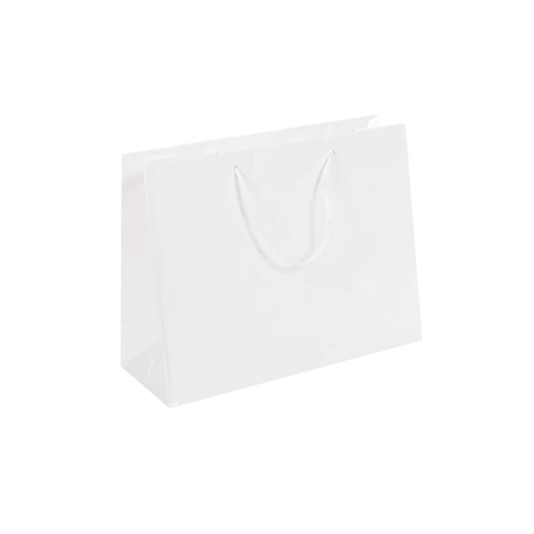White Gloss Rope Handle Bag 32x12x25cm