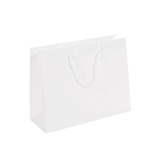 White Gloss Rope Handle Bag 32x12x25cm