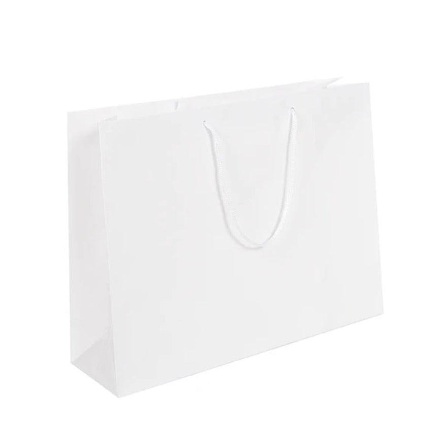 White Glossy Rope Handle Bag 42x12x32cm