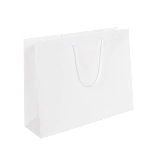 White Glossy Rope Handle Bag 42x12x32cm