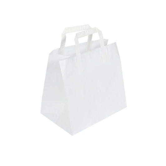 White Patisserie Flat Handle Takeaway Bags (260x175x245mm)