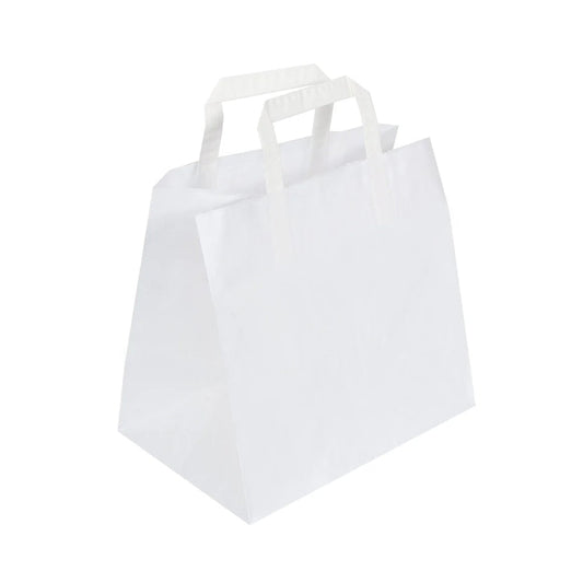 White Patisserie Flat Handle Takeaway Bags (260x175x245mm)