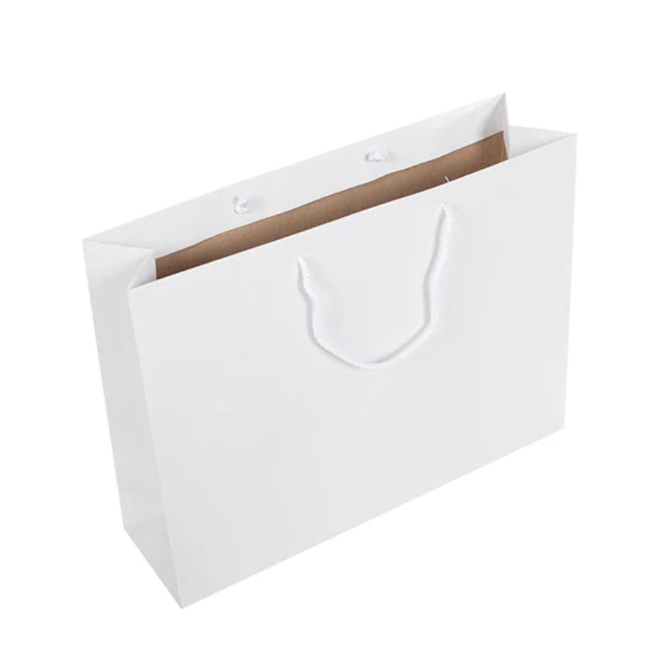White Recycled Carrier with Rope Handles 42x12x32cm