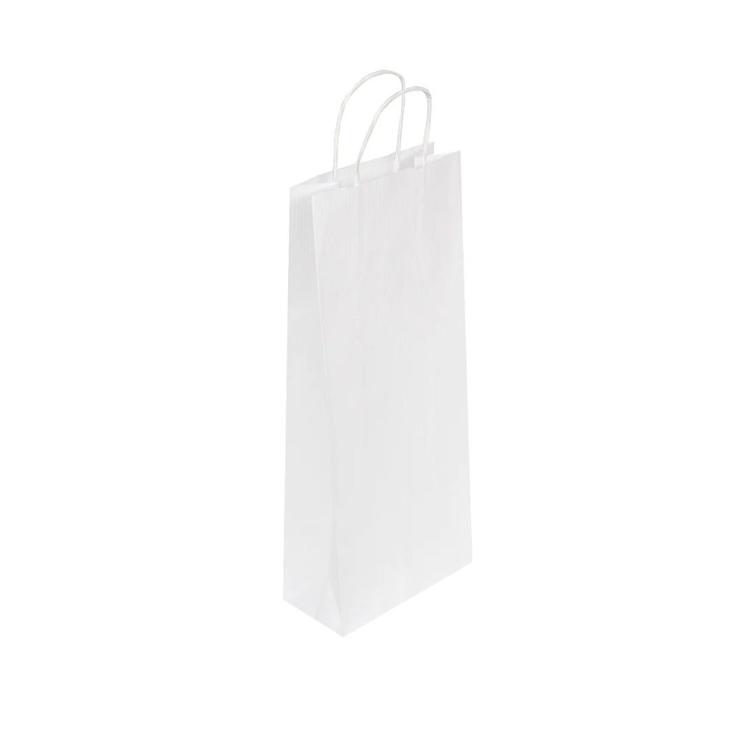 White Ribbed Wine Bottle Bag (16x8x38cm)