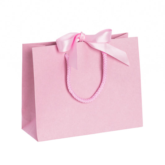 Pink Landscape Paper Recycled Carrier Bag with Ribbon 200x80x160mm