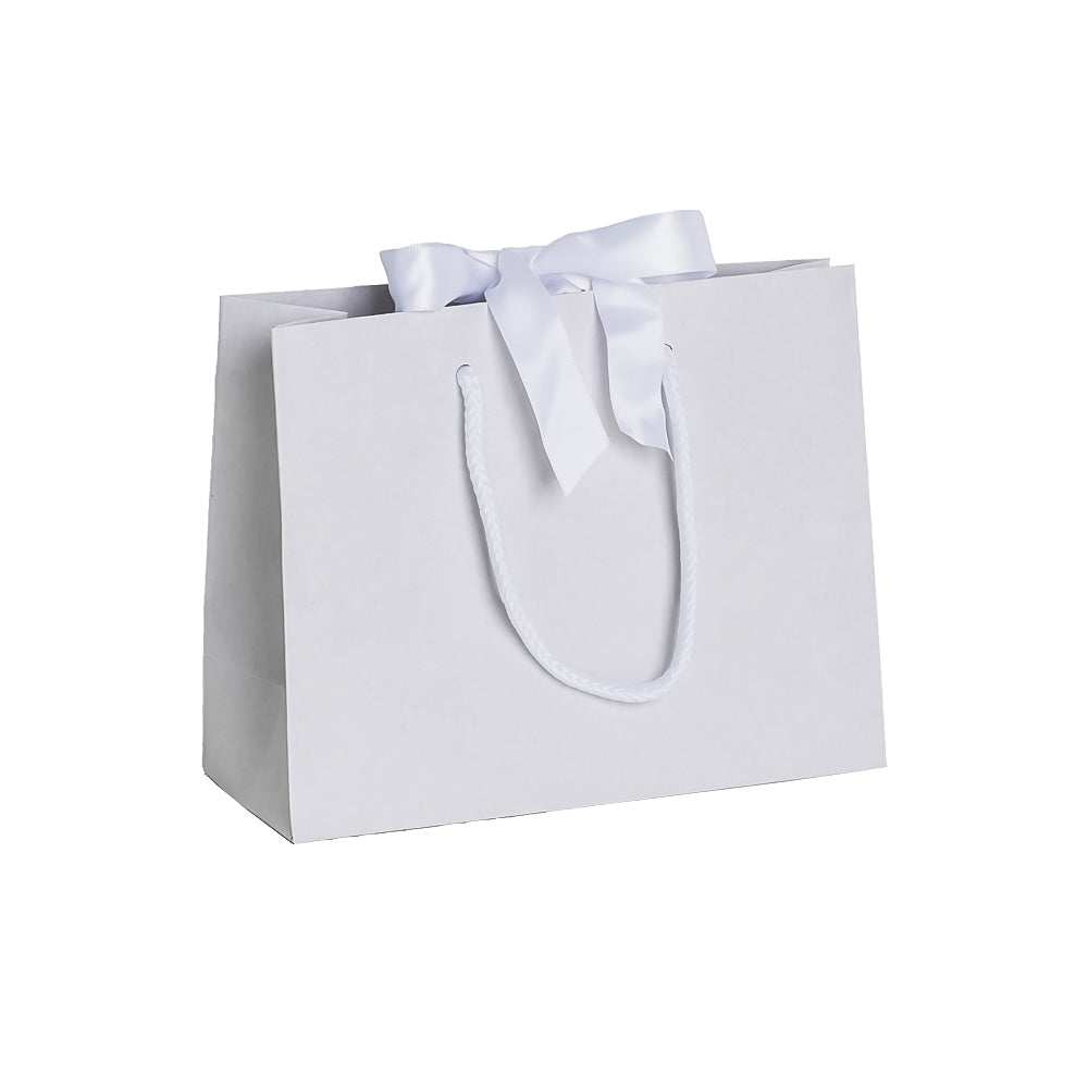 White Recycled Carrier Bag with Ribbon 200x80x160mm