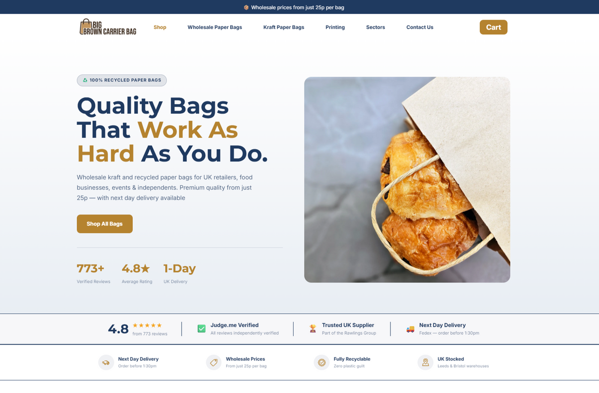 screenshot of Big Brown Carrier Bag home page