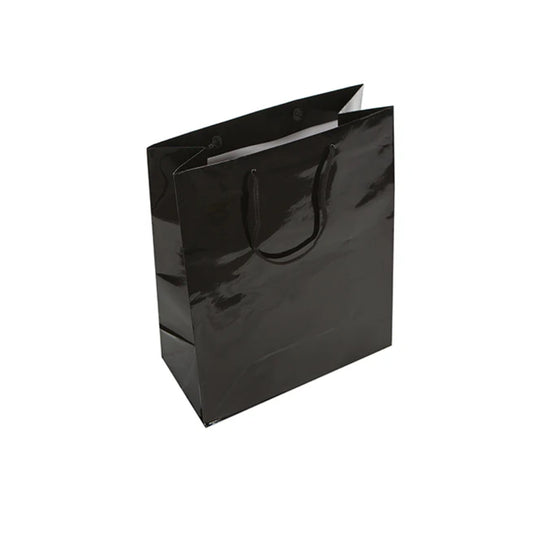 Black Glossy Rope Handle Bag 25x12x32cm