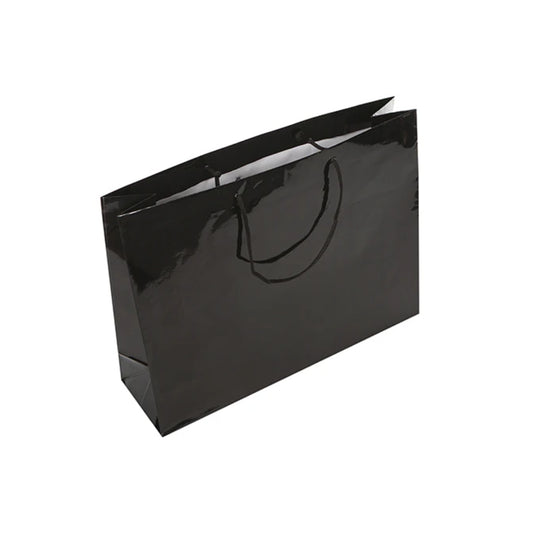 Black Glossy Rope Handle Bag 42x12x32cm